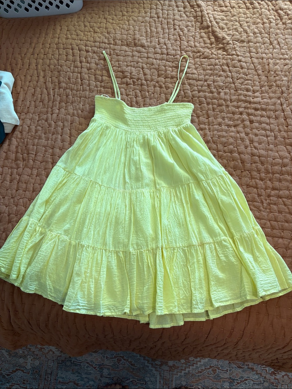 Yellow Smocked Bodice Tiered Sundress